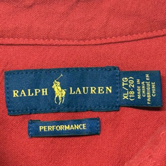 Polo Ralph Lauren Bear Logo Oxford Shirt Button Down Performance Kids XL Men S - Picture 6 of 12